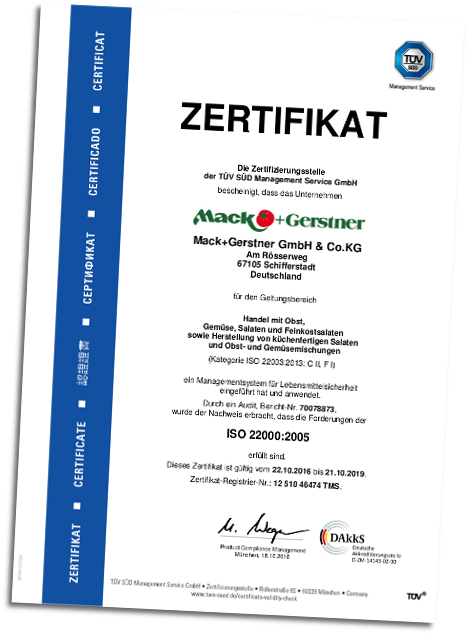 Zertifikat ISO22000